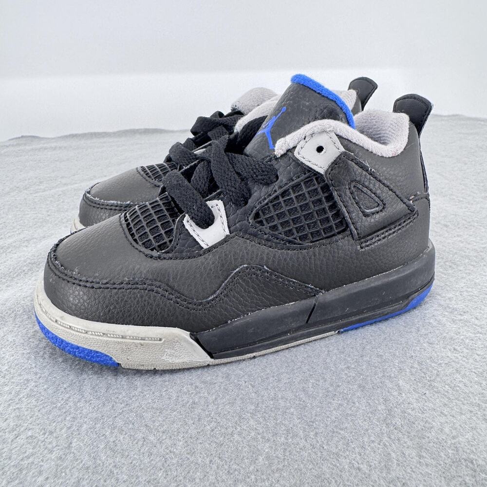 Nike Air Jordan 4 Retro Shoes Toddler Size 8C Black Motorsport Alt 308500-006‎
